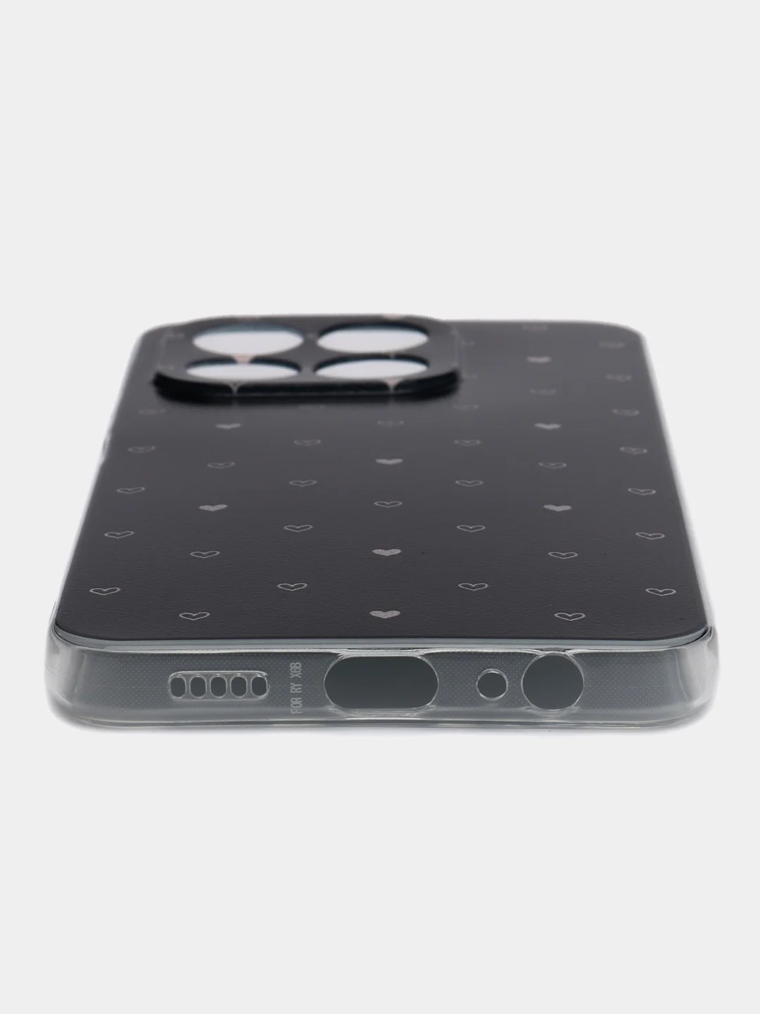 Черный силиконовый чехол на Honor X6b / Хонор X6b прозрачный, с принтом, защита камеры