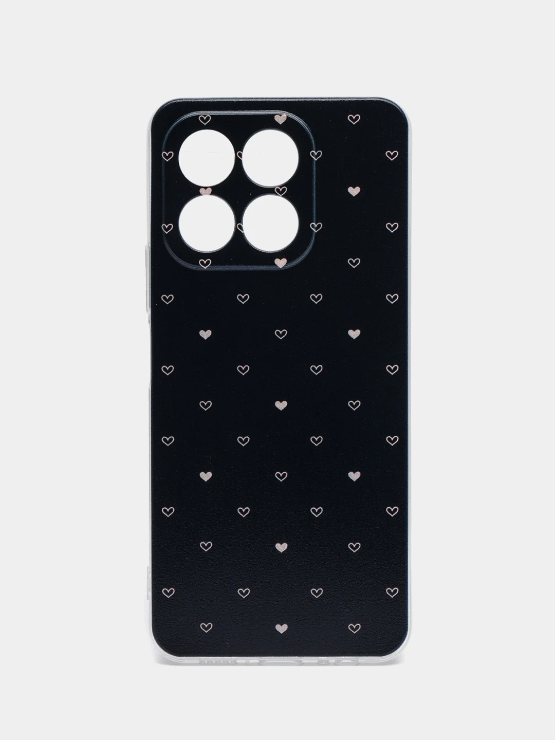 Черный силиконовый чехол на Honor X6b / Хонор X6b прозрачный, с принтом, защита камеры