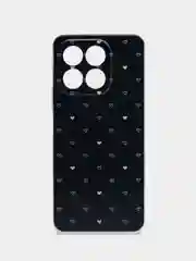 Черный силиконовый чехол на Honor X6b / Хонор X6b прозрачный, с принтом, защита камеры