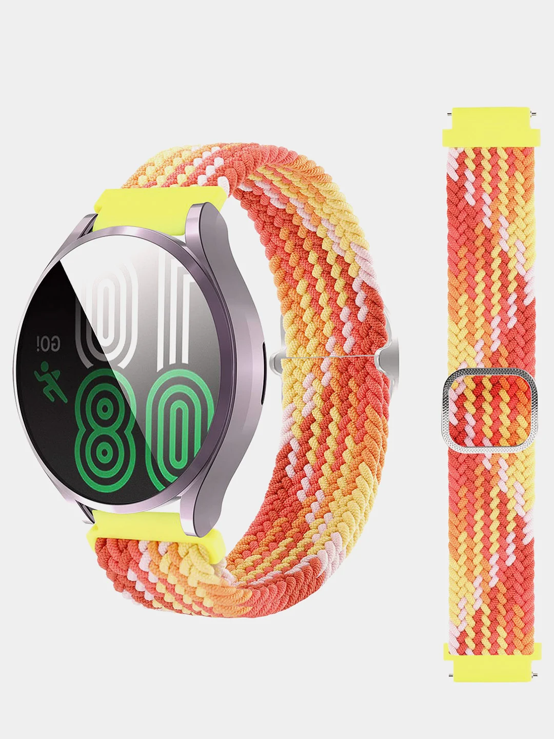 Желтый плетеный нейлоновый ремешок для Xiaomi Amazfit Bip, Samsung Gear, Huawei Watch, 20 / 22 мм
