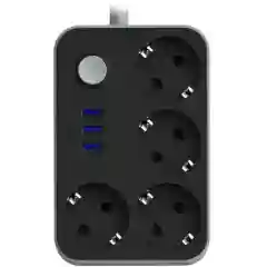 Сетевой фильтр электрический удлинитель с USB зарядкой и Type-C, кнопкой выключения