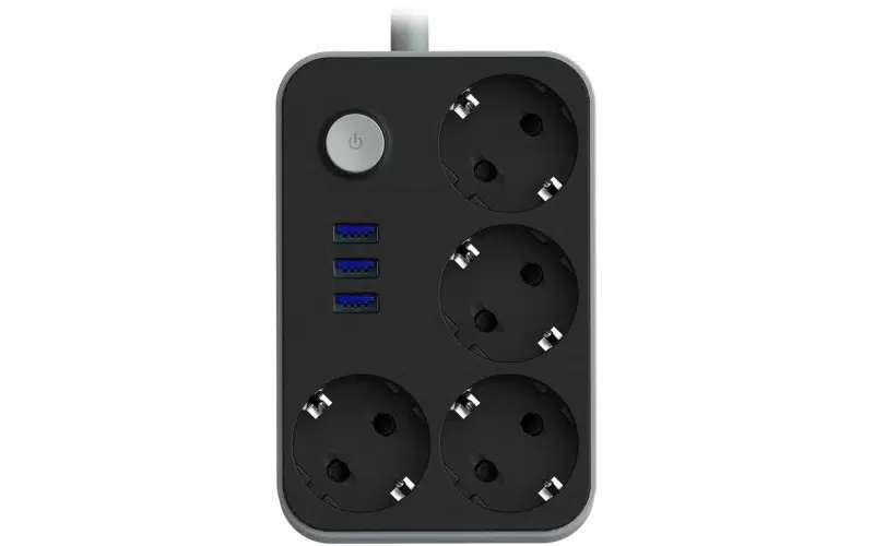 Сетевой фильтр электрический удлинитель с USB зарядкой и Type-C, кнопкой выключения