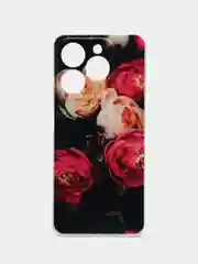 Кораллово-розовый чехол на Realme C61 4G (Global) / Realme C61 4G прозрачный, с принтом, защита камеры