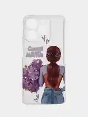 Сиреневый чехол на Realme C61 4G (Global) / Realme C61 4G прозрачный, с принтом, защита камеры