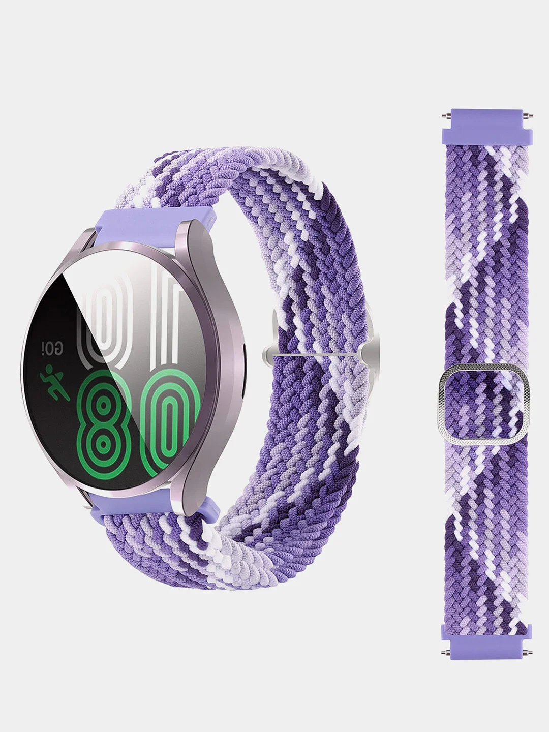 Аметистовый плетеный нейлоновый ремешок для Xiaomi Amazfit Bip, Samsung Gear, Huawei Watch, 20 / 22 мм