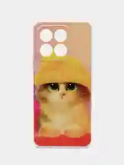 Желтый силиконовый чехол на Honor X6b / Хонор X6b прозрачный, с принтом, защита камеры