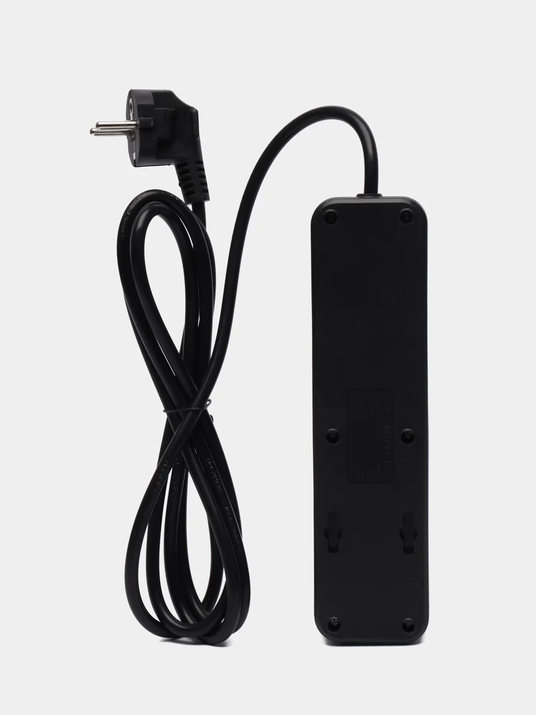 Черный сетевой фильтр "POWER STREAM", 2500W, двойная защита, 2м, 3 розетки, 3 USB