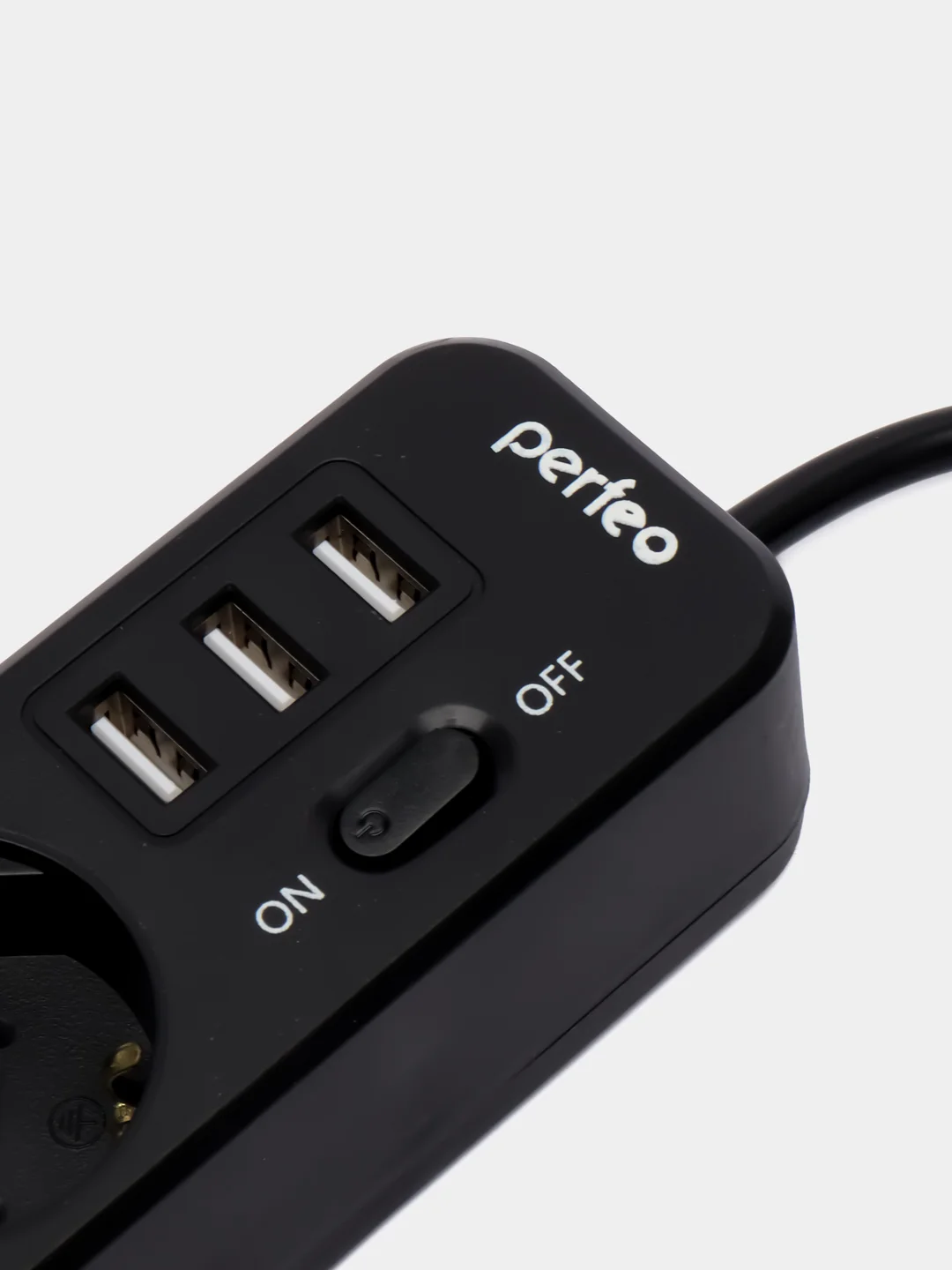 Черный сетевой фильтр "POWER STREAM", 2500W, двойная защита, 2м, 3 розетки, 3 USB