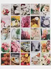 Серый наклейки-стикеры 50 шт для цветов и подарков, для ежедневника / Набор наклеек, 6 х 7 см