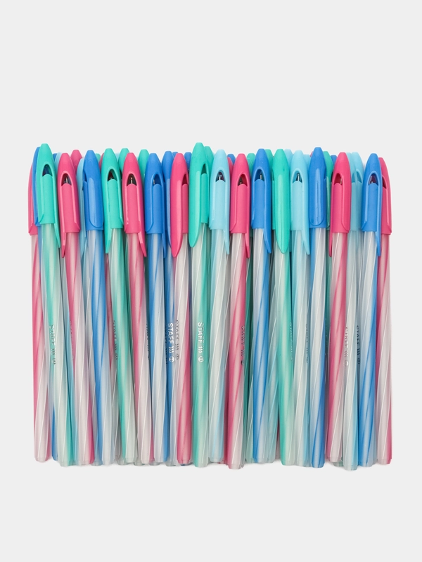 Ручки шариковые Staff Candy Pastel, 144238, синие набор 50 штук тонкие для школы, 0,3 мм