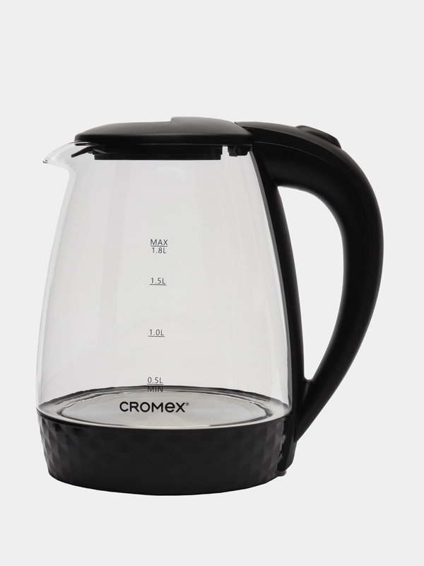 Чайник электрический Cromex KT-308, 455150, для кухни, стеклянный, 1,8 л, 1500 Вт, черный