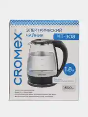 Чайник электрический Cromex KT-308, 455150, для кухни, стеклянный, 1,8 л, 1500 Вт, черный