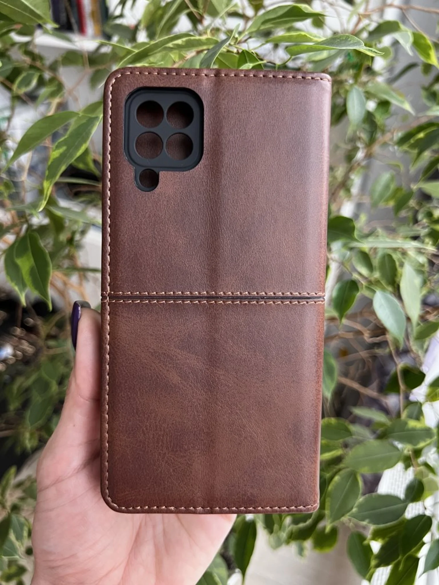 Тёмно-коричневый чехол книжка elitcase для Samsung A12 и М12 / Самсунг А12 и М12