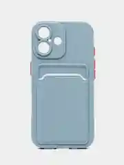 Синий меланж чехол для iPhone 16 / 16 Pro / 16 Pro Max, айфон 16 / 16 про/ 16 про макс, с карманом