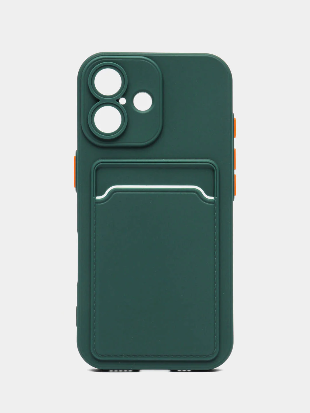 Тёмно-зелёный чехол для iPhone 16 / 16 Pro / 16 Pro Max, айфон 16 / 16 про/ 16 про макс, с карманом