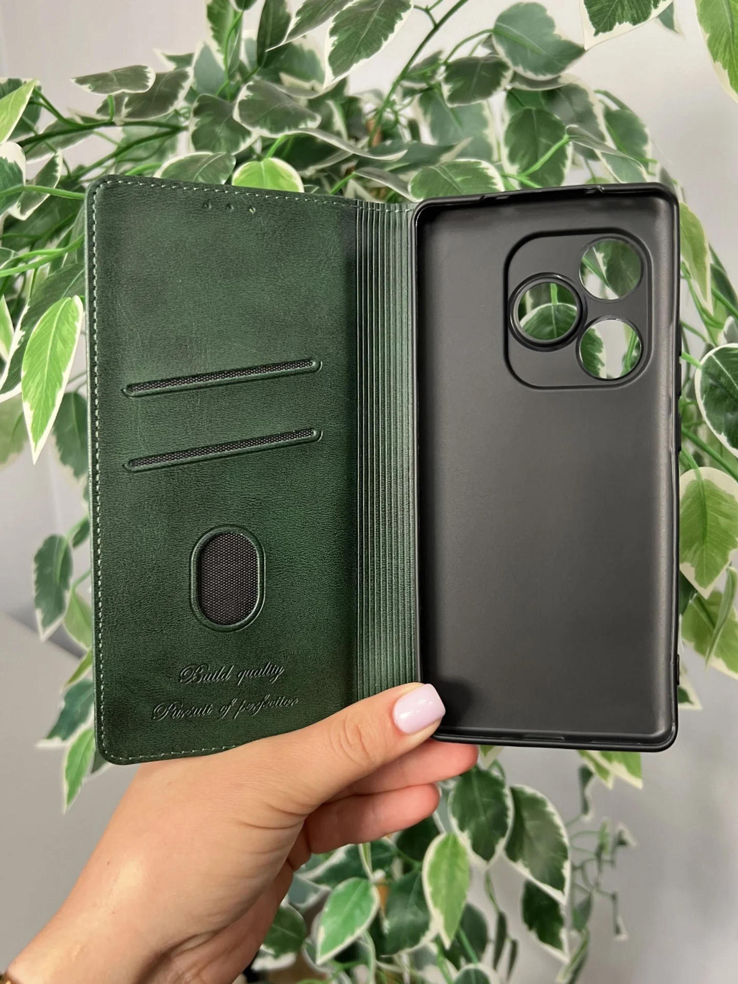 Тёмно-зелёный чехол книжка elitcase для Realme GT6 и GT 6T и Neo 6 и Neo 6 SE
