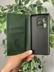 Тёмно-зелёный чехол книжка elitcase для Realme GT6 и GT 6T и Neo 6 и Neo 6 SE