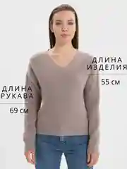 Бежевый меланж джемпер женский, с v-образным вырезом, кашемировый пуловер, свитер