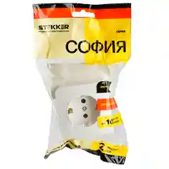 Розетка одноместная Stekker София MST16-11-01, с заземлением, 250В, 16А, IP20, белый