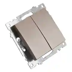 Выключатель двухклавишный Stekker Катрин GLS10-7104-02, 250В, 10А, шампань