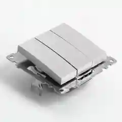 Выключатель трехклавишный Stekker Катрин GLS10-7108-03, 250В, 10А, серебро