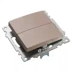 Выключатель двухклавишный Stekker Катрин GLS10-7104-02, 250В, 10А, шампань