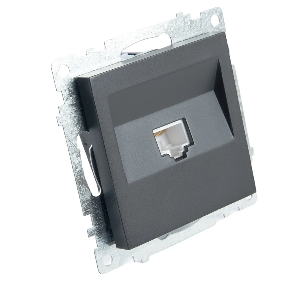 Розетка компьютерная одноместная RJ-45 Stekker Катрин GLS00-7107-05, черная