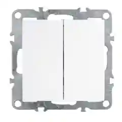 Выключатель двухклавишный Stekker Эрна PSW10-9104-01, белый