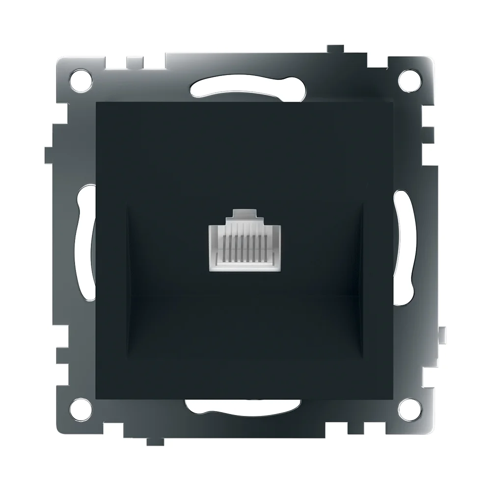 Розетка компьютерная одноместная RJ-45 Stekker Катрин GLS00-7107-05, черная