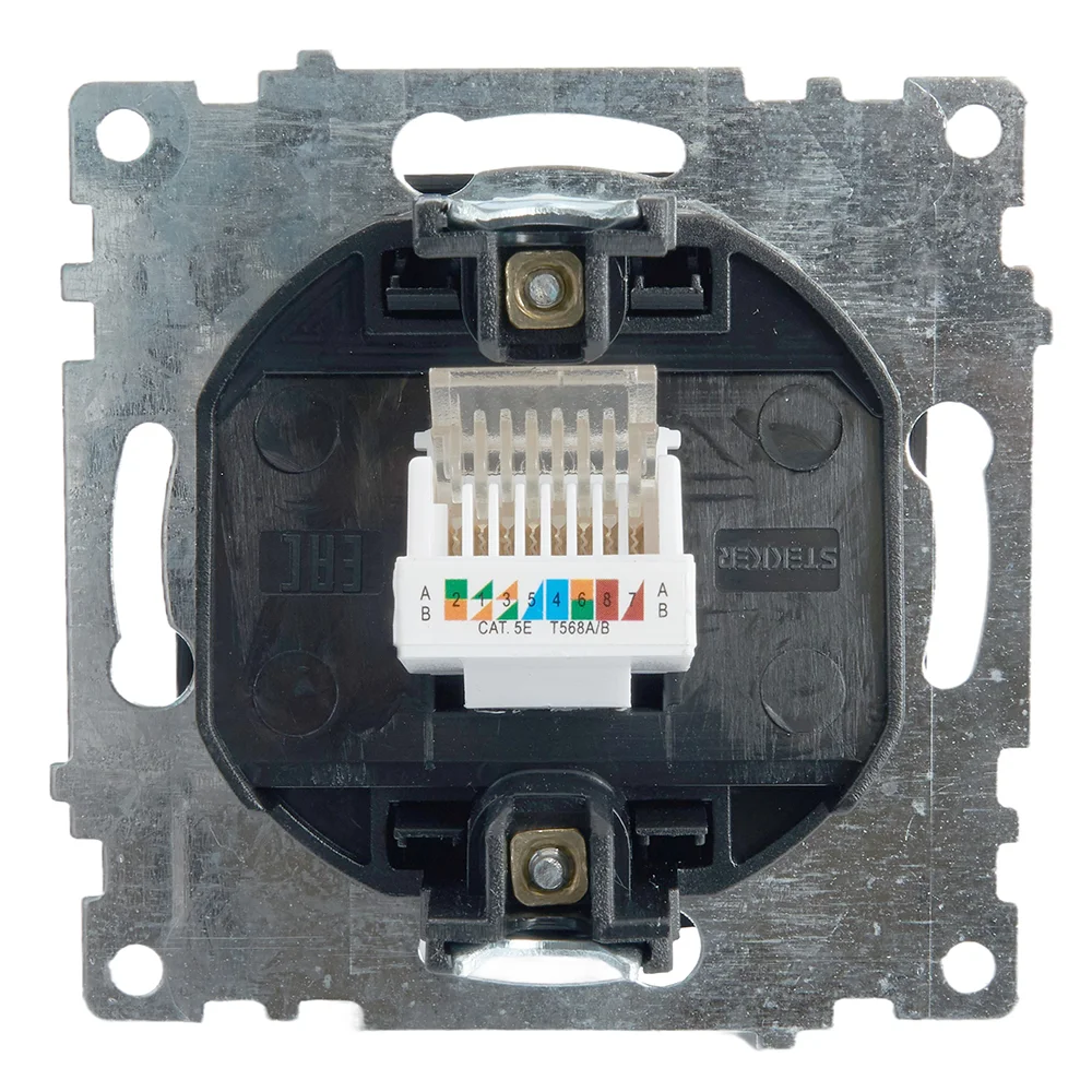 Розетка компьютерная одноместная RJ-45 Stekker Катрин GLS00-7107-05, черная