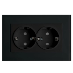 Розетка двухместная Stekker Эрна PST16-9014-03, с заземлением, с защитной шторкой, черная