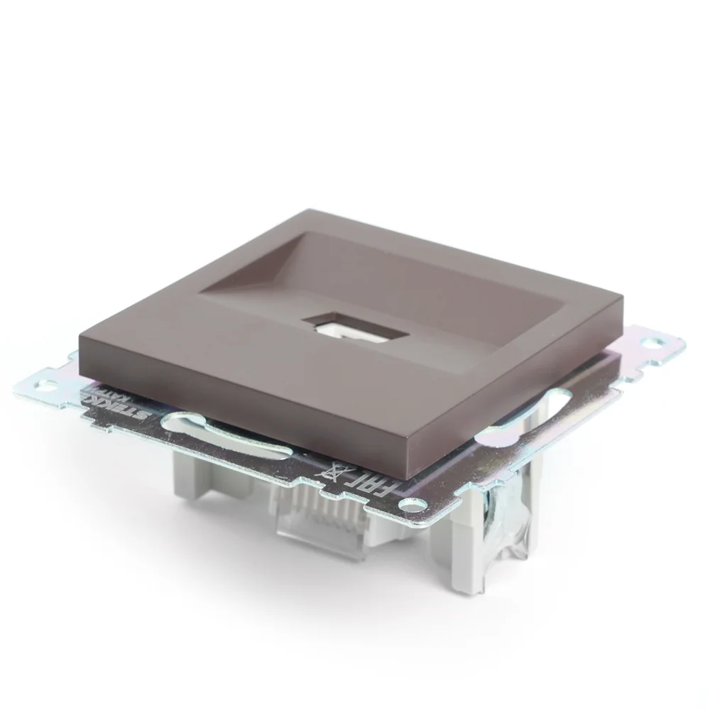 Розетка компьютерная одноместная RJ-45 Stekker Катрин GLS00-7107-04, шоколад