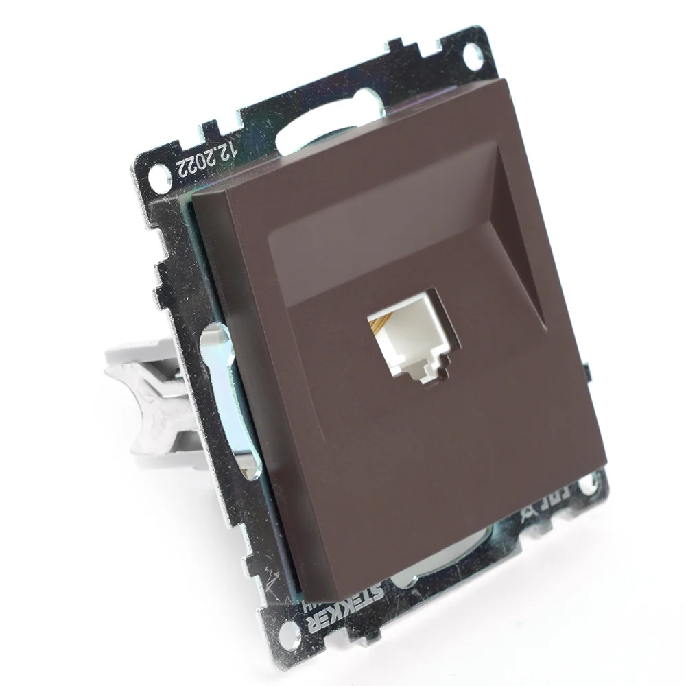 Розетка компьютерная одноместная RJ-45 Stekker Катрин GLS00-7107-04, шоколад