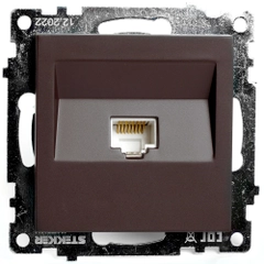 Розетка компьютерная одноместная RJ-45 Stekker Катрин GLS00-7107-04, шоколад