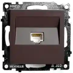Розетка компьютерная одноместная RJ-45 Stekker Катрин GLS00-7107-04, шоколад