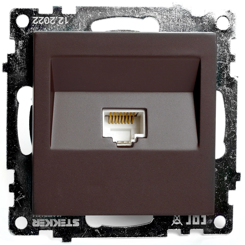 Розетка компьютерная одноместная RJ-45 Stekker Катрин GLS00-7107-04, шоколад