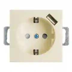 Розетка одноместная Stekker Эрна PST16-9111-02, с заземлением и с USB, слоновая кость