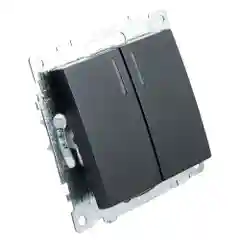 Выключатель двухклавишный Stekker Катрин GLS10-7102-05, c индикатором 250В, 10А, черный