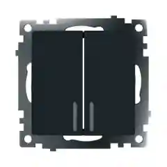 Выключатель двухклавишный Stekker Катрин GLS10-7102-05, c индикатором 250В, 10А, черный
