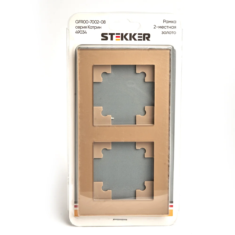 Рамка для розеток и выключателей Stekker Катрин GFR00-7002-08, двухместная, золотая