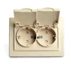 Розетка двойная Stekker Эрна PST16-9015-02, с заземлением, с крышкой, слоновая кость