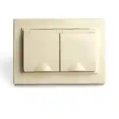 Розетка двойная Stekker Эрна PST16-9015-02, с заземлением, с крышкой, слоновая кость
