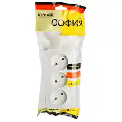 Розетка Stekker, 3-местная, б/з, 250В, 10А, IP20, серия София, белый, MST10-13-01