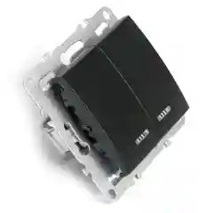 Выключатель Stekker, 2-клавишный, с индикатором, серия Эрна, PSW10-9102-03, черный