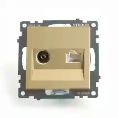 Розетка Stekker TV + компьютерная RJ-45, серия Катрин, золото, GLS00-7106-08