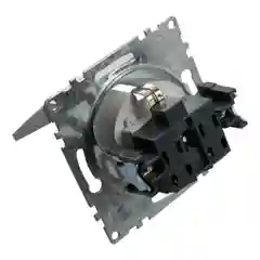 Розетка электрическая Stekker, 1-местная, с/з, с крышкой, Катрин, GLS16-7112-03, серебро