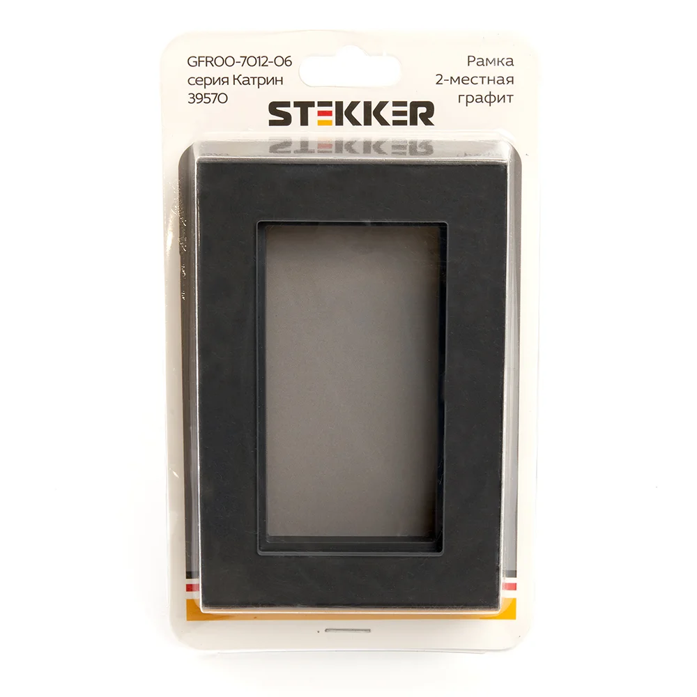 Рамка 2-местная Stekker, без перемычки, стекло, серия Катрин, GFR00-7012-06, графит