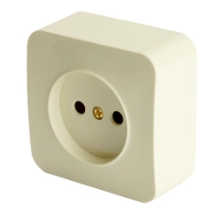 Розетка Stekker MST10-11-04, 1-местная, б/з, 250В, 10А, IP20, серия София, слоновая кость