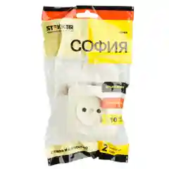 Розетка Stekker MST10-11-04, 1-местная, б/з, 250В, 10А, IP20, серия София, слоновая кость