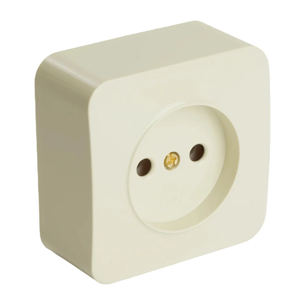 Розетка Stekker MST10-11-04, 1-местная, б/з, 250В, 10А, IP20, серия София, слоновая кость